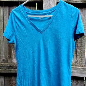 Plain blue v-neck